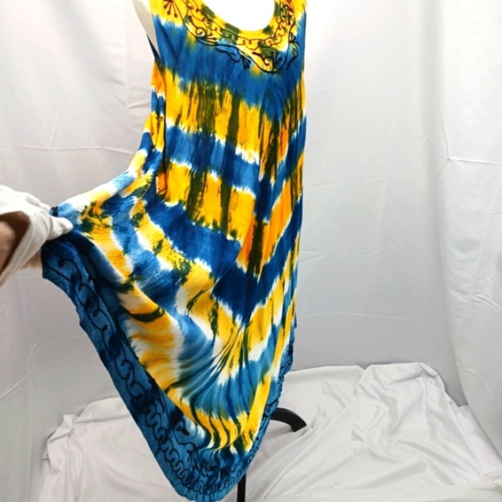 NWOT Shore Drive Multicolor Sleeveless Tie-Dye Dress Womans 3X Boho Beach Resort